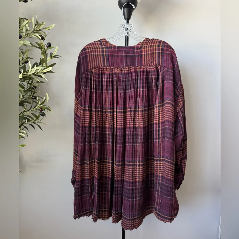 Free People Plaid Slouchy Oversized Top - Picture 7 of 11